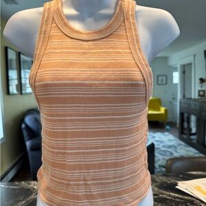 Aerie Orange Pink Ribbed Fitted Tank Top